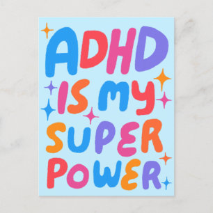 ADHD Super Power Fun Bubble Letters CUSTOM Postcard