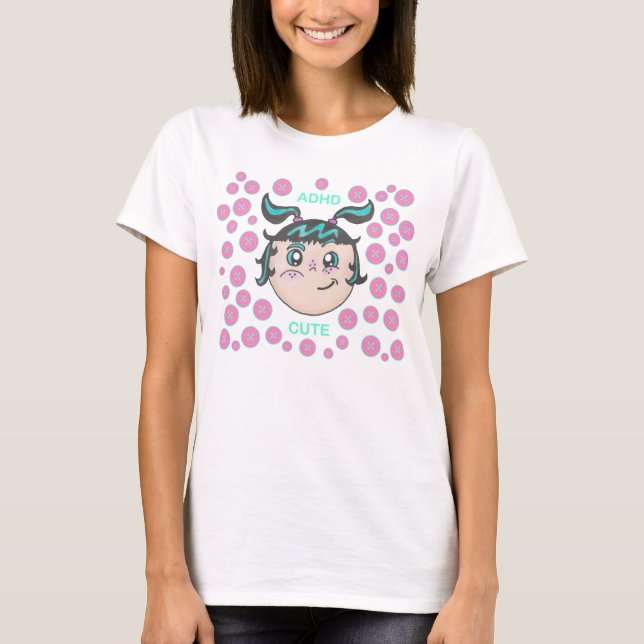 ADHD T-shirt with "ADHD Cute" illustration (Front)