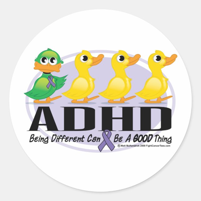 ADHD Ugly Duckling Classic Round Sticker (Front)