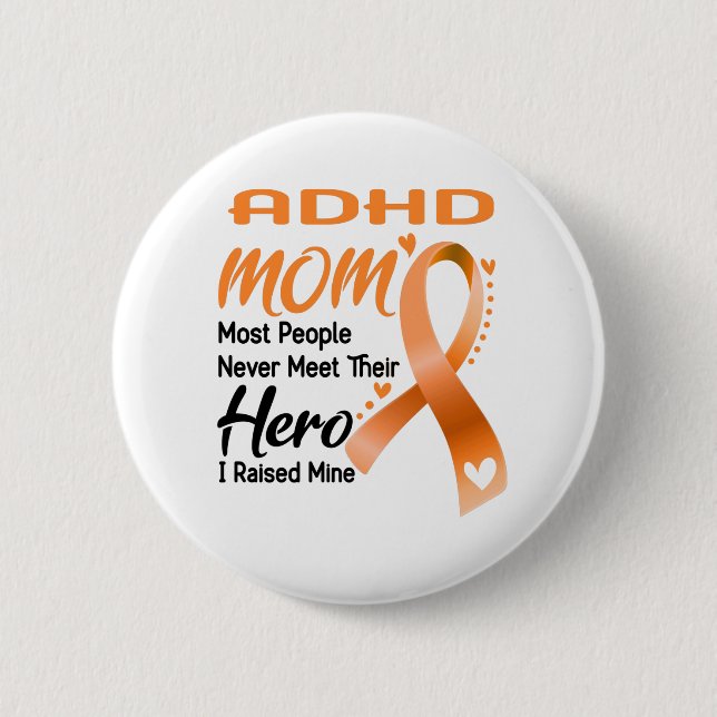 ADHDADHD Awareness Month Ribbon Gifts 2 Inch Round Button (Front)