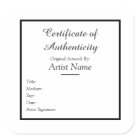 Adhesive Certificate of Authenticity for Art