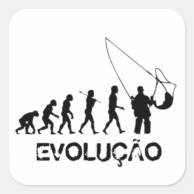 Adhesive Fishery Evolution Square Sticker (Front)