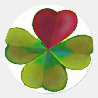 adhesive leaves with heart classic round sticker