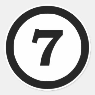 adhesive number 7, number seven classic round sticker
