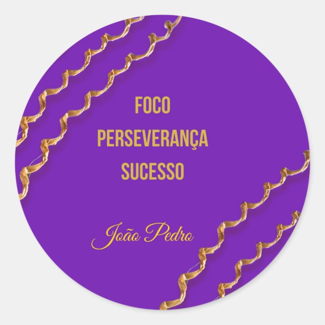 Adhesive Ribbon Roxa jiu-Jitsu Classic Round Sticker (Front)