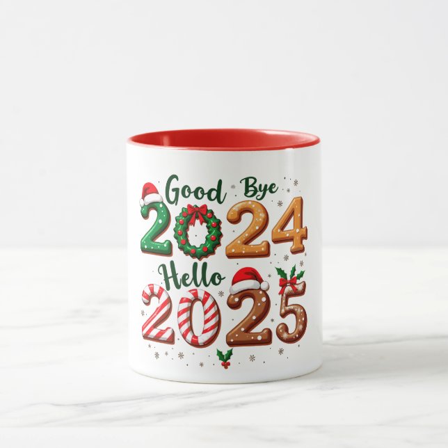 Adieu 2024, Bonjour 2025 - Festive Nouvel An Mugs (Centre)