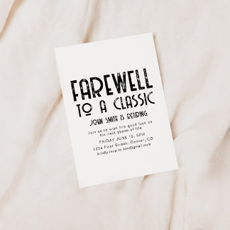 Adieu à un Invitation classique du Parti de la ret