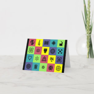 Adinkra africaine colorée 4" x 5,6" Carte de remer