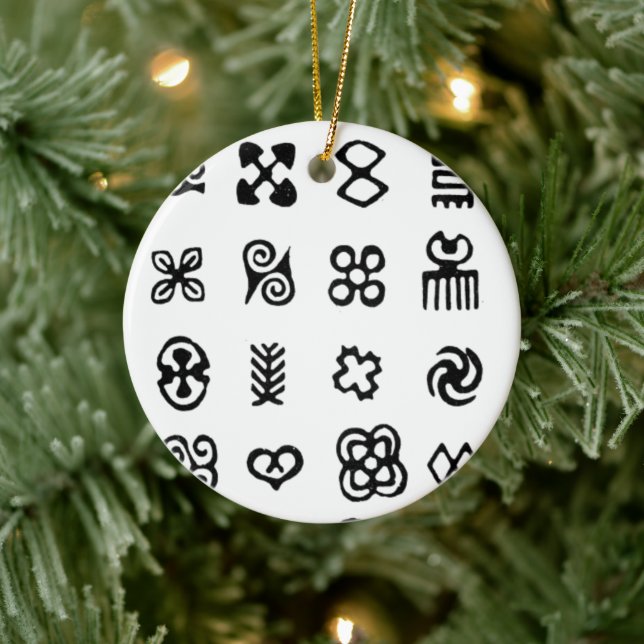 Adinkra African Symbols Ceramic Ornament (Tree)