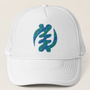 Adinkra Blue Green Kente Gye Nyame Trucker Hat