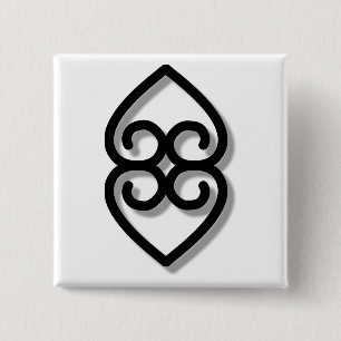 Adinkra - earth-BW 2 Inch Square Button