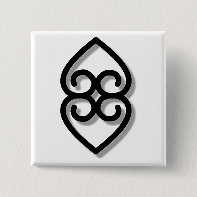 Adinkra - earth-BW 2 Inch Square Button (Front)