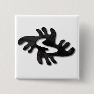 Adinkra-peace-shiny black 2 inch square button