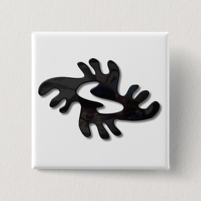 Adinkra-peace-shiny black 2 inch square button (Front)