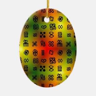 Adinkra Symbols With African Colours Ceramic Ornament