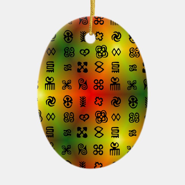 Adinkra Symbols With African Colours Ceramic Ornament (Front)