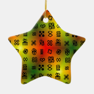 Adinkra Symbols With African Colours Ceramic Ornament