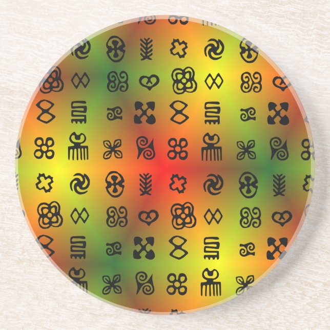Adinkra Symbols With African Colours Coaster (Front)