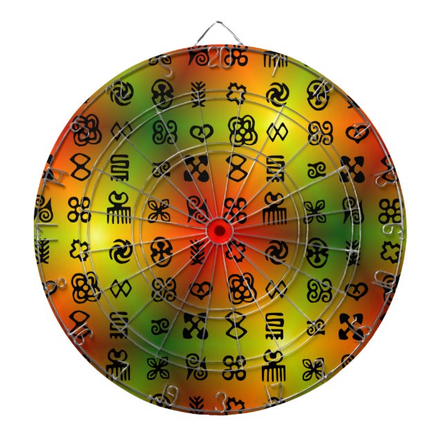 Adinkra Symbols With African Colours Dartboard (Front)