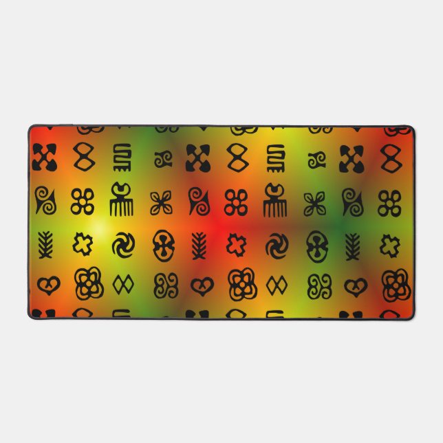Adinkra Symbols With African Colours Desk Mat (Front)
