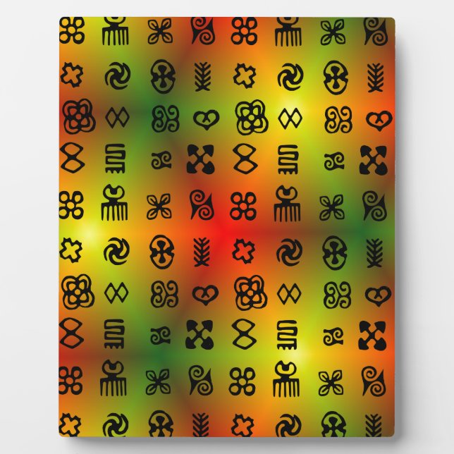 Adinkra Symbols With African Colours Plaque (Front)