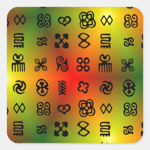 Adinkra Symbols With African Colours Square Sticker