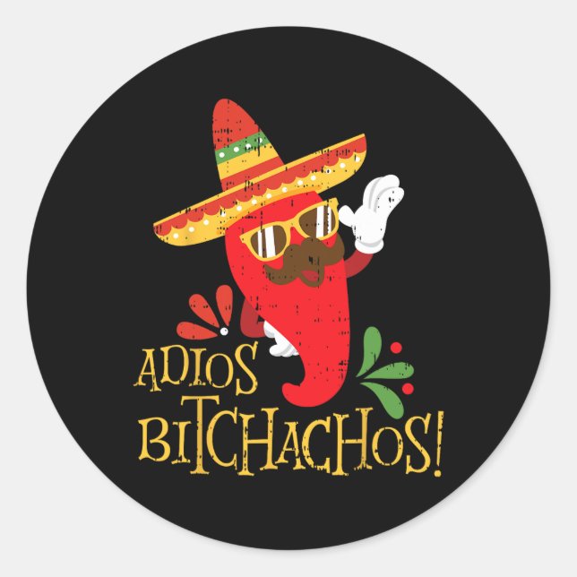 Adios Achos Cinco De Mayo Mexican Chili Peppers  Classic Round Sticker (Front)