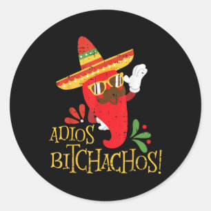 Adios Achos Cinco De Mayo Mexican Chili Peppers  Classic Round Sticker