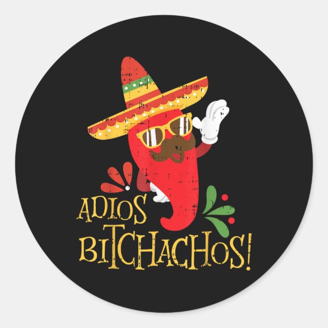 Adios Achos Cinco De Mayo Mexican Chili Peppers  Classic Round Sticker (Front)