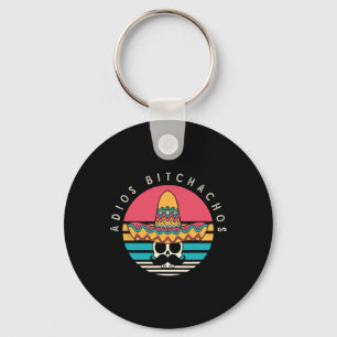 Adios Achos Funny Skull Sombrero Retro Cinco De Ma Keychain