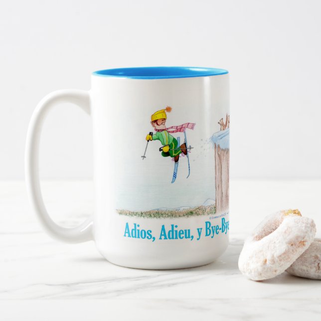 Adios, Adieu y Bye-Bye Two-Tone Coffee Mug (With Donut)