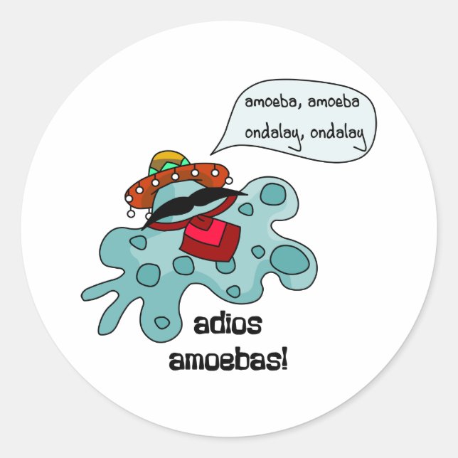 Adios Amoebas Classic Round Sticker (Front)