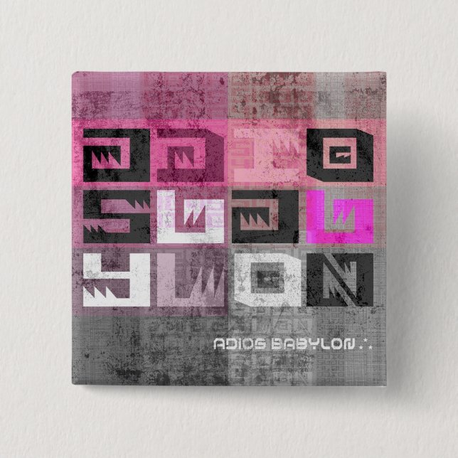 Adios Babylon Records 2 Inch Square Button (Front)