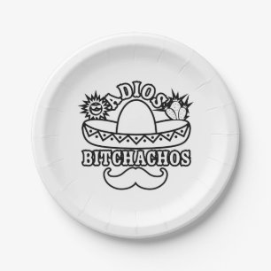 Adios Bitchachos Fiesta Theme Funny Quote Paper Plate
