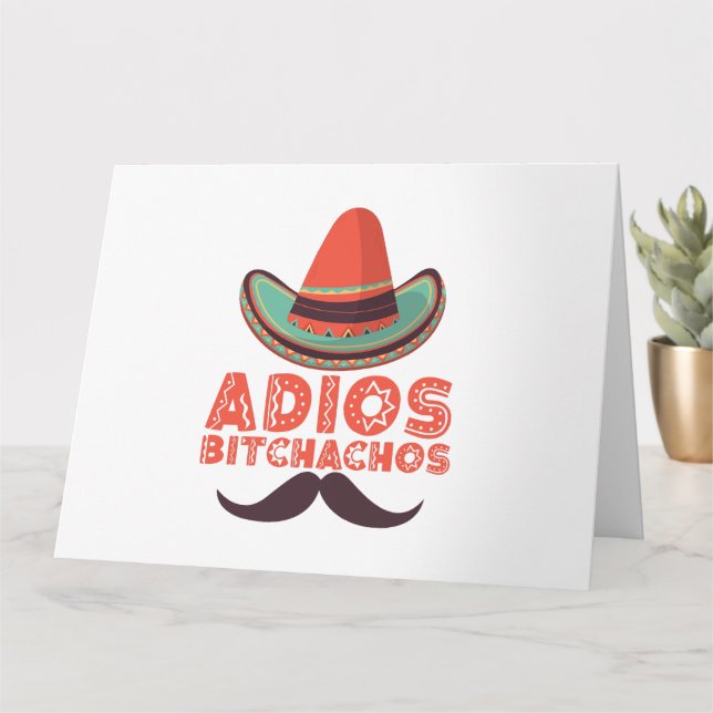 Adios Bitchachos Sombrero Retro Cinco De Mayo Card (Small Plant)