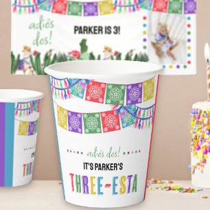 Adios Dos Three-Esta 3rd Birthday Fiesta Party  Paper Cups