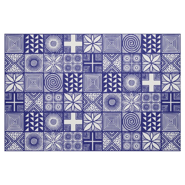 Adire Pattern - Deep Blue and White Fabric (Fat Quarter)