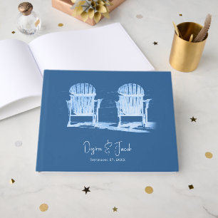 Adirondack Beach Chairs Azure Blue White Wedding Guest Book