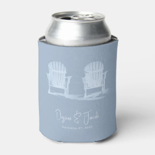 Adirondack Beach Chairs Dusty Blue White Wedding Can Cooler