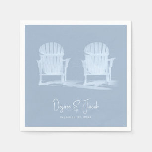 Adirondack Beach Chairs Dusty Blue White Wedding Napkin