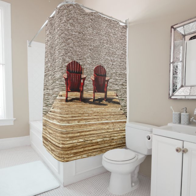 Adirondack Beach Chairs Red Rustic (In Situ)