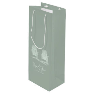 Adirondack Beach Chairs Sage Green White Wedding Wine Gift Bag