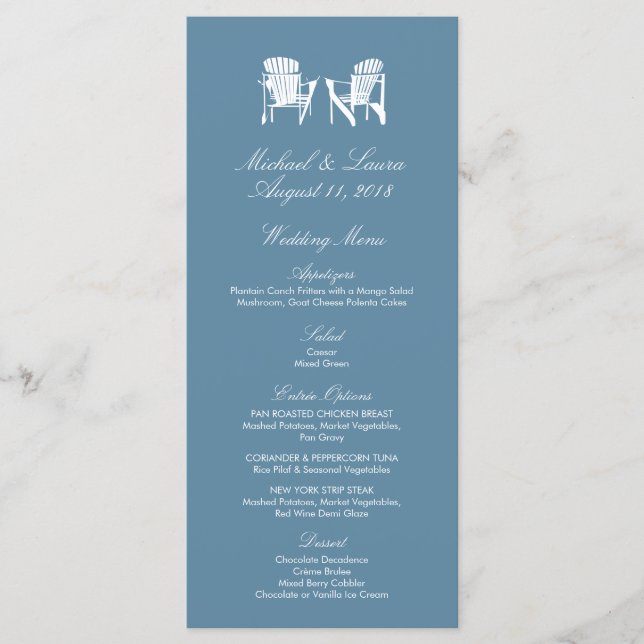Adirondack Beach Chairs Wedding Menu (Front)