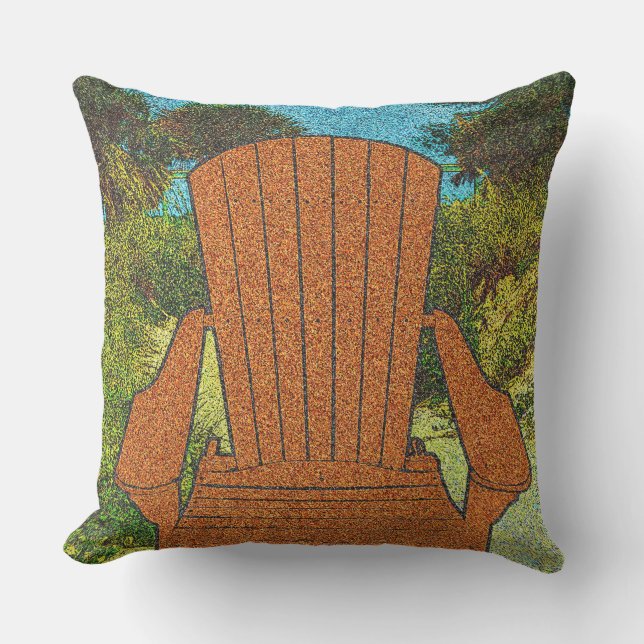 Adirondack Chair At The Beach Stippled Outdoor Pillow (Front)