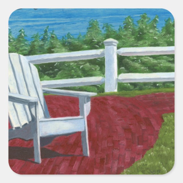 Adirondack Chair Painting Square Sticker (Front)