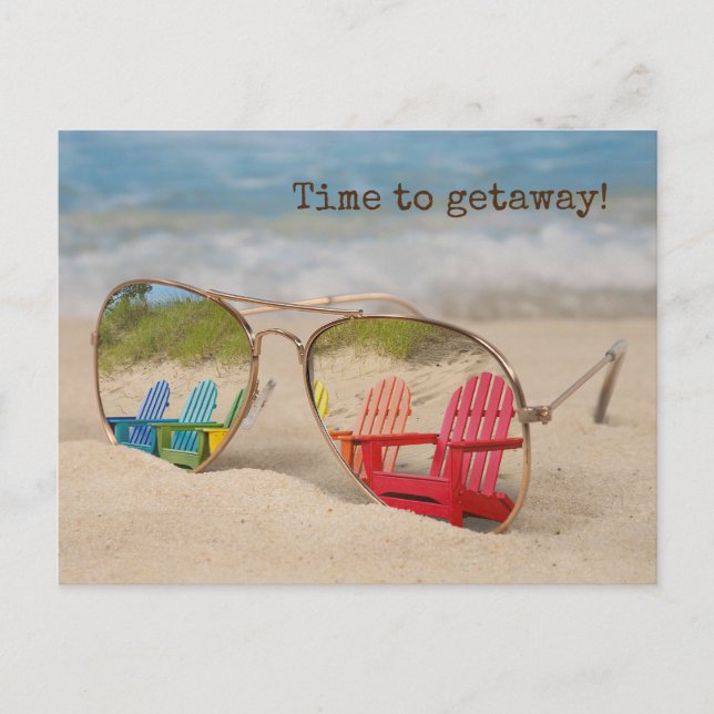 Adirondack Chair Reflection In Sunglasses Postcard (Front)