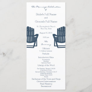 Adirondack Chairs Blue Beach Wedding Program