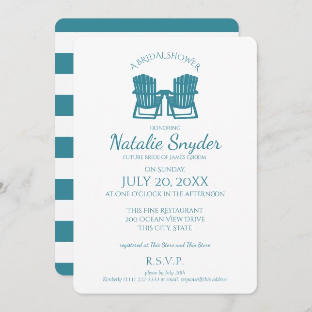 Adirondack Chairs Bridal Shower Invitation (Front/Back)