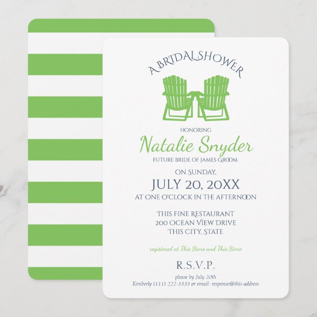 Adirondack Chairs Bridal Shower Invitation (Front/Back)