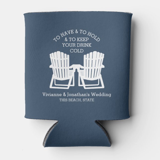 Adirondack Chairs Navy Blue Can Cooler (Front)